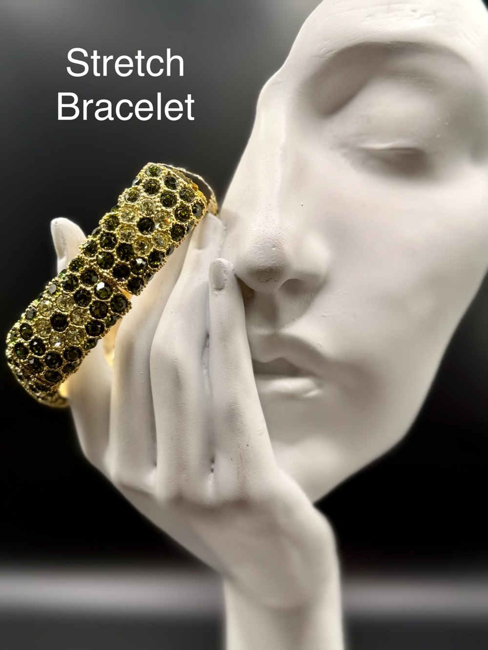 Gold and Green Crystal Stretch Bracelet